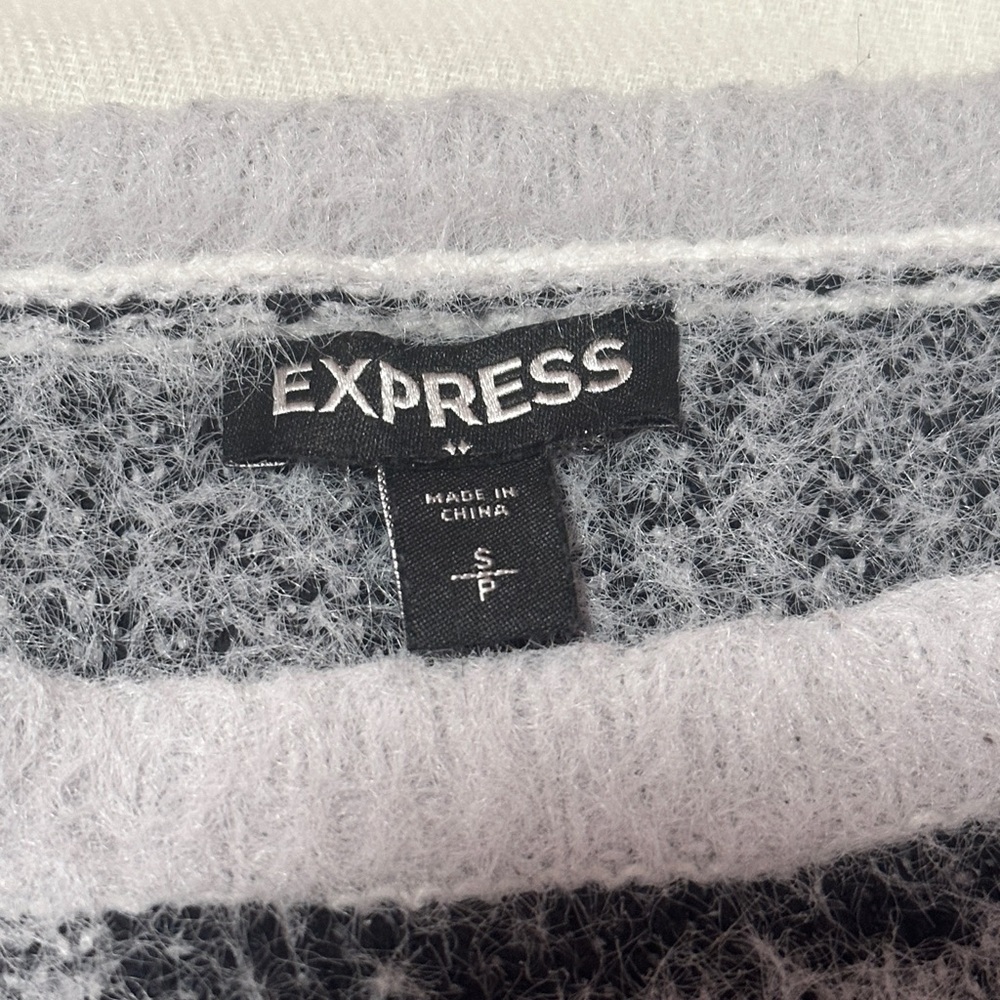 Express Black, Gray, and White Checkered Sweater - Picture 3 of 4